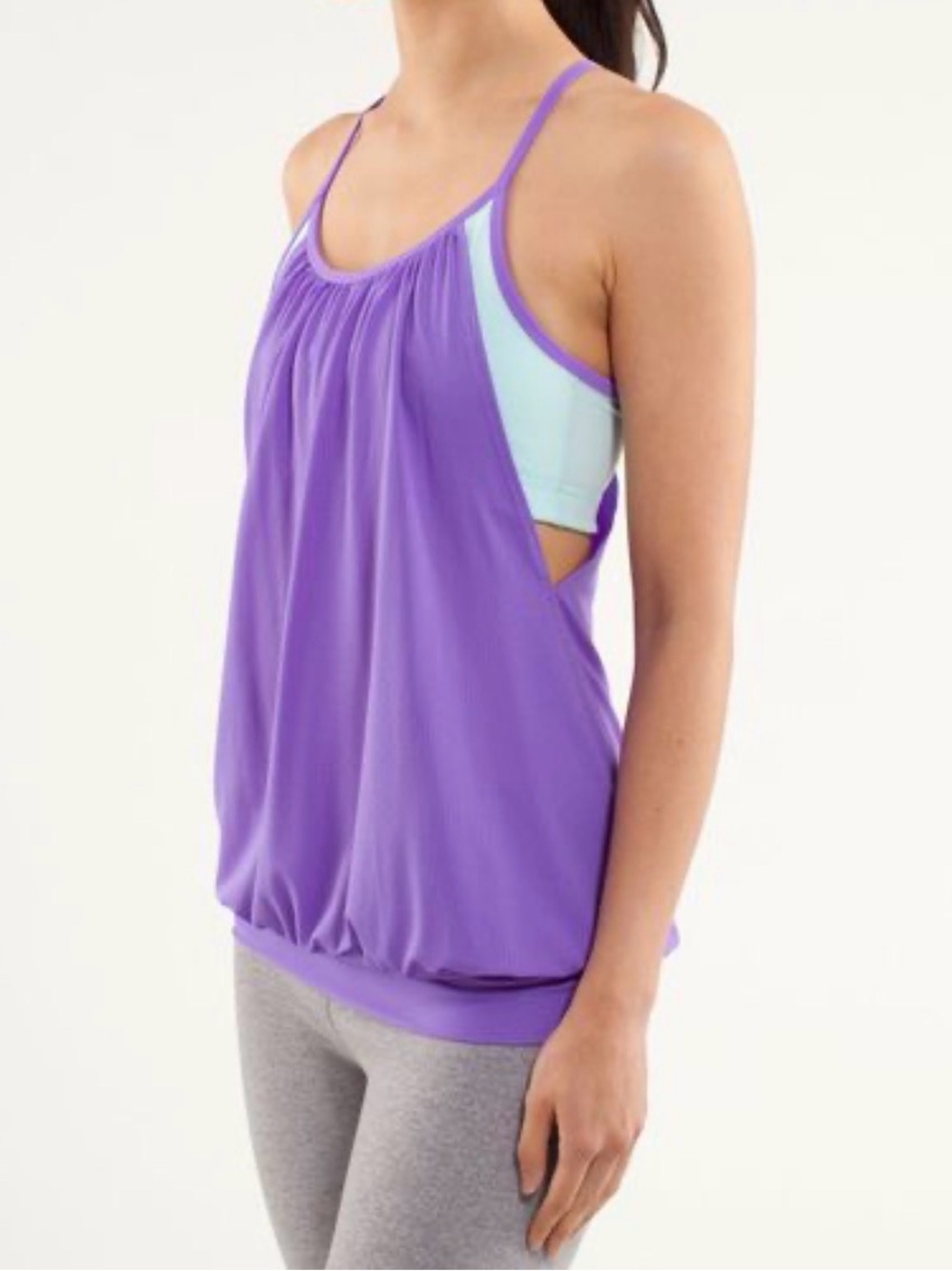 Lululemon No Limits Tank Size 6 Purple Flow Y-Back Built-In Bra Yoga Top